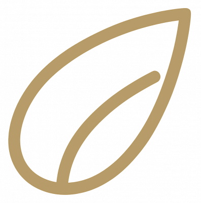 Icône feuille dorée symbolisant la nature et les compositions décoratives écologiques Cristal Deco