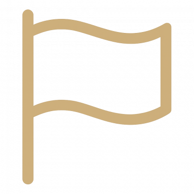 Icône vectorielle dorée représentant un drapeau stylisé Cristal Deco, couleur #C6A463, sur fond transparent. Symbole de l’origine fabriquée en France, au design moderne et épuré.